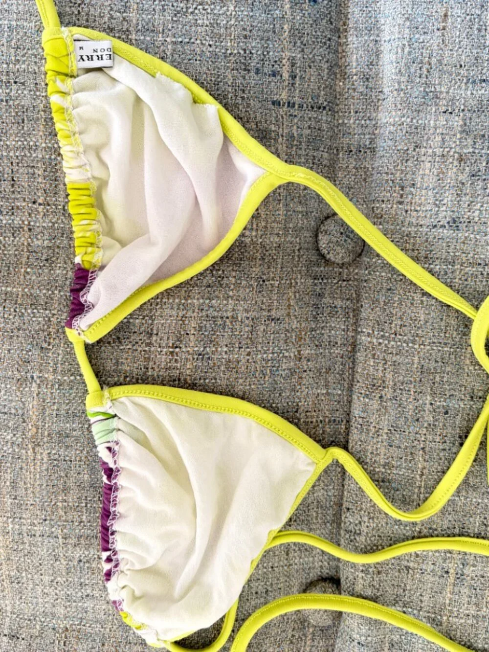 Burberry String Bikini Lime Green and Purple Floral Print Women's Medium - Picture 10 of 13